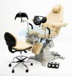 MET GK 02 Гинекологическое электроприводное кресло в комплекте со стулом врача, бежевое